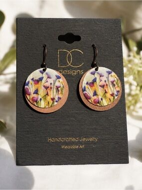 Floral Round Drop Earrings in Multicolor